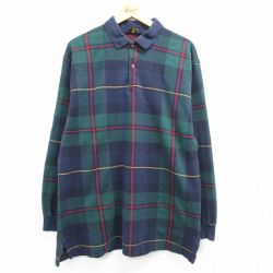 L★古着 ブルックスブラザーズ BROOKS BROTHERS 長袖 ブランド シャツ メンズ 80年代 80s ロング丈 コットン USA製 紺他 ネイビー チェック 【spe】 25mar15 中古 トップス