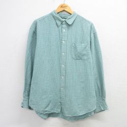 XL★古着 ギャップ GAP 長袖 ブランド シャツ メンズ 大きいサイズ 緑他 グリーン チェック 25mar15 中古 トップス