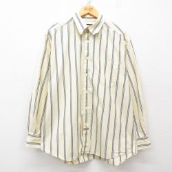 XL★古着 ドッカーズ 長袖 ブランド シャツ メンズ コットン 黄他 イエロー ストライプ 25mar15 中古 トップス