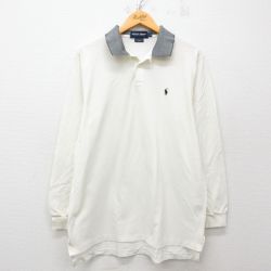 L★古着 ラルフローレン Ralph Lauren ポロゴルフ 長袖 ブランド ポロ シャツ メンズ 90年代 90s ワンポイントロゴ コットン 生成り他 【spe】 25mar15 中古 トップス
