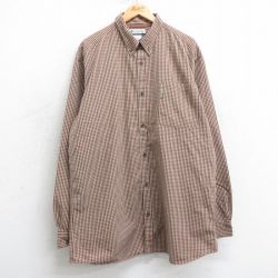 XL★古着 コロンビア COLUMBIA 長袖 ブランド シャツ メンズ 00年代 00s 大きいサイズ ロング丈 コットン ボタンダウン 茶他 ブラウン チェック 25mar15 中古 トップス