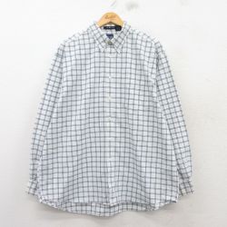 XL★古着 ギャップ GAP 長袖 ブランド シャツ メンズ 00年代 00s オックスフォード 大きいサイズ コットン 白他 ホワイト チェック 25mar17 中古 トップス