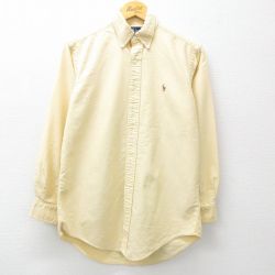 M★古着 ラルフローレン Ralph Lauren 長袖 ブランド シャツ メンズ 90年代 90s オックスフォード コットン ボタンダウン 黄 イエロー 25mar17 中古 トップス