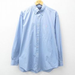 【50%OFF】XL★古着 ラルフローレン Ralph Lauren ゴルフ 長袖 ブランド シャツ メンズ 90年代 90s ワンポイントロゴ TILDEN 大きいサイズ ロング丈 コットン ボタンダウン 薄紺他 ネイビー チェック 25mar17 中古 トップス