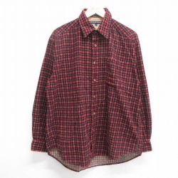 【20%OFF】XL★古着 トミーヒルフィガー TOMMY HILFIGER 長袖 ブランド シャツ メンズ コーデュロイ ワンポイントロゴ コットン 赤他 レッド チェック 25mar19 中古 トップス