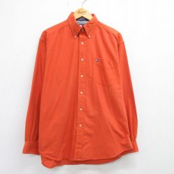 【20%OFF】XL★古着 トミーヒルフィガー TOMMY HILFIGER 長袖 ブランド シャツ メンズ 90年代 90s コットン ボタンダウン オレンジ 25mar19 中古 トップス
