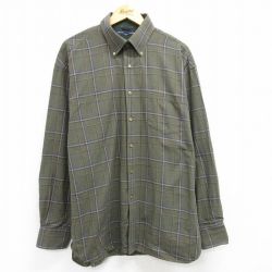【50%OFF】トミーヒルフィガー 長袖シャツ ワンポイントロゴ グリーンチェック XL | 古着