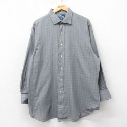 【50%OFF】XL★古着 ラルフローレン Ralph Lauren 長袖 ブランド シャツ メンズ 90年代 90s PHILIP 大きいサイズ ロング丈 コットン グレー チェック 25mar19 中古 トップス