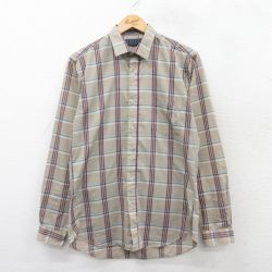 M★古着 リーバイス Levis 長袖 ブランド シャツ メンズ 90年代 90s ベージュ他 カーキ チェック 25mar19 中古 トップス
