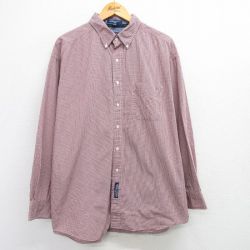 【50%OFF】XL★古着 トミーヒルフィガー TOMMY HILFIGER 長袖 ブランド シャツ メンズ 90年代 90s 大きいサイズ ロング丈 コットン ボタンダウン 赤他 レッド チェック 25mar21 中古 トップス