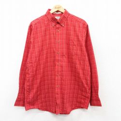 【50%OFF】XL★古着 エルエルビーン LLBEAN 長袖 ブランド シャツ メンズ 00年代 00s コットン ボタンダウン 赤他 レッド チェック 25mar21 中古 トップス
