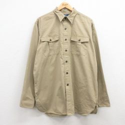 XL★古着 ラルフローレン Ralph Lauren 長袖 ブランド シャツ メンズ 90年代 90s TOBIAS WORKSHIRT 大きいサイズ ロング丈 コットン ベージュ カーキ 25mar21 中古 トップス