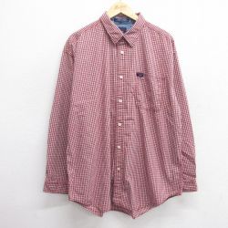 【50%OFF】トミーヒルフィガー 長袖シャツ ワンポイントロゴ バーガンディチェック XL | 古着