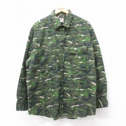 XL★古着 リーバイス Levis 長袖 ブランド シャツ メンズ 大きいサイズ コットン 緑他 グリーン 迷彩 25mar24 中古 トップス