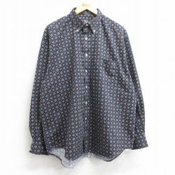 XL★古着 ドッカーズ 長袖 ブランド シャツ メンズ 00年代 00s 総柄 大きいサイズ コットン ボタンダウン 黒他 ブラック 25mar24 中古 トップス
