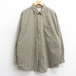 【50%OFF】XL★古着 カーハート Carhartt 長袖 ブランド シャツ メンズ 大きいサイズ ロング丈 コットン ボタンダウン ベージュ他 カーキ チェック 25mar24 中古 トップス