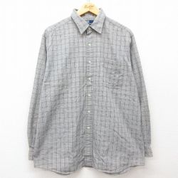 XL★古着 ラルフローレン Ralph Lauren 長袖 ブランド シャツ メンズ 90年代 90s LOWELL SPORT 大きいサイズ コットン グレー他 チェック 25mar24 中古 トップス