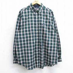 【50%OFF】XL★古着 ラルフローレン Ralph Lauren チャップス 長袖 ブランド シャツ メンズ 90年代 90s ロング丈 ボタンダウン 緑他 グリーン チェック 25mar25 中古 トップス