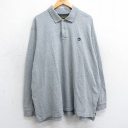 XL★古着 ティンバーランド 長袖 ブランド ポロ シャツ メンズ 00年代 00s ワンポイントロゴ 大きいサイズ コットン グレー 霜降り 25mar25 中古 トップス