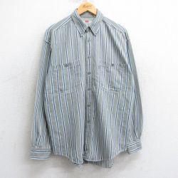 L★古着 リーバイス Levis 長袖 ブランド シャツ メンズ 00年代 00s コットン ボタンダウン グレー系他 ストライプ 25mar25 中古 トップス