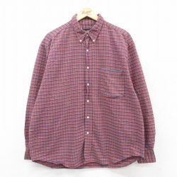 【50%OFF】XL★古着 エディーバウアー 長袖 ブランド シャツ メンズ 00年代 00s 大きいサイズ コットン ボタンダウン 紺他 ネイビー チェック 25mar25 中古 トップス