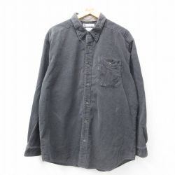 XL★古着 コロンビア COLUMBIA 長袖 ブランド シャツ メンズ 00年代 00s コーデュロイ ロング丈 コットン ボタンダウン 濃グレー 25mar27 中古 トップス