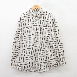 【50%OFF】XL★古着 コロンビア COLUMBIA 長袖 ブランド シャツ メンズ 90年代 90s 魚 総柄 コットン ボタンダウン ベージュ他 カーキ 25mar27 中古 トップス