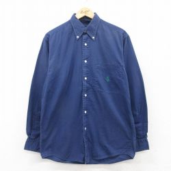 M★古着 ノーティカ NAUTICA 長袖 ブランド シャツ メンズ 90年代 90s ワンポイントロゴ コットン ボタンダウン 紺 ネイビー 25mar28 中古 トップス