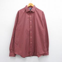 XL★古着 ラルフローレン Ralph Lauren 長袖 ブランド シャツ メンズ 90年代 90s REGENT 大きいサイズ コットン 赤他 レッド チェック 25mar29 中古 トップス