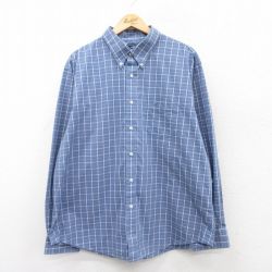 【50%OFF】XL★古着 ドッカーズ 長袖 ブランド シャツ メンズ 大きいサイズ ボタンダウン 薄紺他 ネイビー チェック 25mar29 中古 トップス