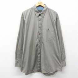 XL★古着 ラルフローレン Ralph Lauren チャップス 長袖 ブランド シャツ メンズ 80年代 80s 大きいサイズ ロング丈 コットン ボタンダウン 緑系 グリーン 25mar31 中古 トップス