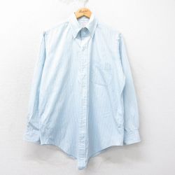 XL★古着 ブルックスブラザーズ BROOKS BROTHERS 長袖 ビンテージ ブランド シャツ メンズ 70年代 70s 6ボタン コットン ボタンダウン USA製 薄紺他 ネイビー ストライプ 【spe】 25apr02 中古 トップス
