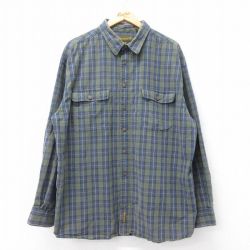 【50%OFF】XL★古着 ティンバーランド 長袖 ブランド シャツ メンズ 00年代 00s 大きいサイズ ロング丈 コットン 緑他 グリーン チェック 25apr09 中古 トップス