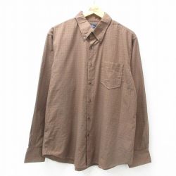 XL★古着 ドッカーズ 長袖 ブランド シャツ メンズ ボタンダウン 茶他 ブラウン チェック 25apr09 中古 トップス