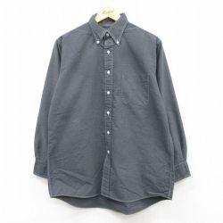 【20%OFF】L★古着 ランズエンド 長袖 ブランド シャツ メンズ 90年代 90s ボタンダウン グレー 霜降り 25apr10 中古 トップス