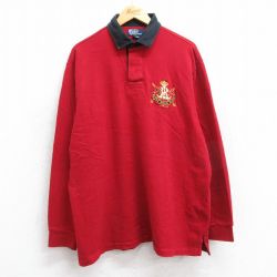 XL★古着 ラルフローレン Ralph Lauren 長袖 ブランド ラガー シャツ メンズ 90年代 90s ワンポイントロゴ 大きいサイズ コットン 赤 レッド 25apr11 中古 トップス