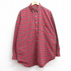 【50%OFF】XL★古着 ラルフローレン Ralph Lauren 長袖 ブランド シャツ メンズ ワンポイントロゴ 大きいサイズ コットン ボタンダウン 赤他 レッド チェック 25apr11 中古 トップス