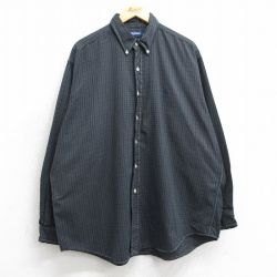 【20%OFF】XL★古着 ラルフローレン Ralph Lauren ゴルフ 長袖 ブランド シャツ メンズ 90年代 90s ワンポイントロゴ TILDEN 大きいサイズ コットン ボタンダウン 濃グレー他 チェック 25apr17 中古 トップス