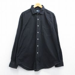 【20%OFF】XL★古着 ラルフローレン Ralph Lauren 長袖 ブランド シャツ メンズ 90年代 90s PHILIP 大きいサイズ コットン 黒 ブラック 25apr18 中古 トップス