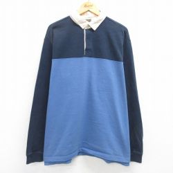 XL★古着 エルエルビーン LLBEAN 長袖 ブランド ラガー シャツ メンズ 00年代 00s ツートンカラー 大きいサイズ コットン 紺他 ネイビー 25apr26 中古 トップス