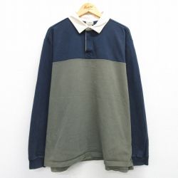 XL★古着 エルエルビーン LLBEAN 長袖 ブランド ラガー シャツ メンズ 00年代 00s ツートンカラー 大きいサイズ 紺他 ネイビー 25apr26 中古 トップス