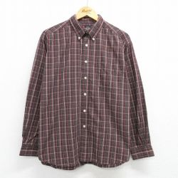 XL★古着 ドッカーズ 長袖 ブランド シャツ メンズ コットン ボタンダウン 茶他 ブラウン チェック 25apr26 中古 トップス