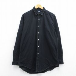 【50%OFF】XL★古着 ラルフローレン Ralph Lauren ポロゴルフ 長袖 ブランド シャツ メンズ 90年代 90s ワンポイントロゴ LOFTING コットン 黒 ブラック 25may10 中古 トップス