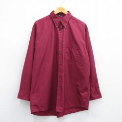 XL★古着 IZOD 長袖 ブランド シャツ メンズ 大きいサイズ ボタンダウン エンジ系 25may10 中古 トップス