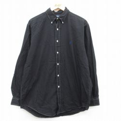 【20%OFF】XL★古着 ラルフローレン Ralph Lauren 長袖 ブランド シャツ メンズ 90年代 90s YARMOUTH 大きいサイズ コットン ボタンダウン 黒 ブラック 25may12 中古 トップス