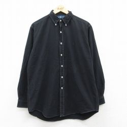 XL★古着 ラルフローレン Ralph Lauren 長袖 ブランド シャツ メンズ 90年代 90s ワンポイントロゴ BLAKE コットン ボタンダウン 黒 ブラック 25may12 中古 トップス