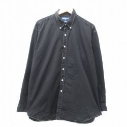 XL★古着 ラルフローレン Ralph Lauren 長袖 ブランド シャツ メンズ 90年代 90s ワンポイントロゴ BLAKE 大きいサイズ コットン ボタンダウン 黒 ブラック 25may12 中古 トップス