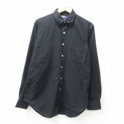 XL★古着 ラルフローレン Ralph Lauren 長袖 ブランド シャツ メンズ 90年代 90s ワンポイントロゴ ANDREW コットン 黒 ブラック 25may12 中古 トップス