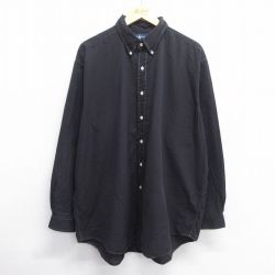 XL★古着 長袖 ブランド シャツ メンズ 90年代 90s ワンポイントロゴ BLAKE 大きいサイズ コットン ボタンダウン 黒 ブラック 25may14 中古 トップス