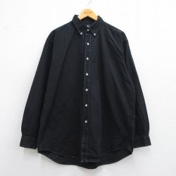 XL★古着 ラルフローレン Ralph Lauren 長袖 ブランド シャツ メンズ 90年代 90s ワンポイントロゴ BLAKE 大きいサイズ コットン ボタンダウン 黒 ブラック チェック 25may15 中古 トップス